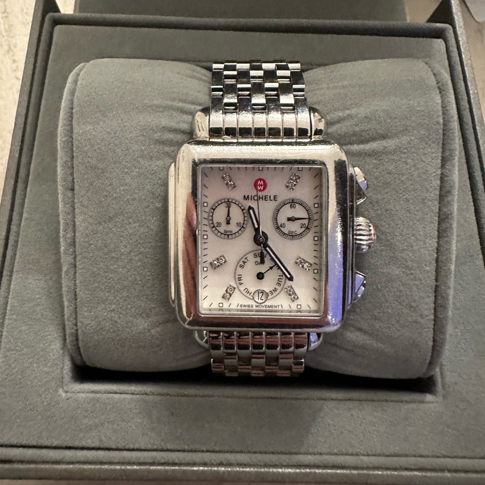 33mm Michele Deco watch with diamond dial